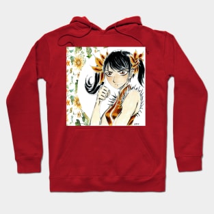 asian girl fighter ecopop in floral kawaii art in nature landscape portrait Hoodie